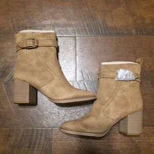 Zodiac Camel Heeled Boots with Buckle